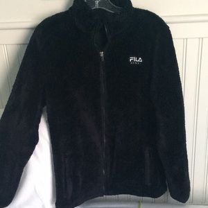 Zip up, long-sleeve, furry jacket.